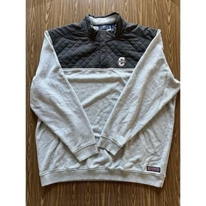 Vineyard Vines Sweatshirt Mens 2XL Gray Quilted Snap Mock Neck Fleece Charleston